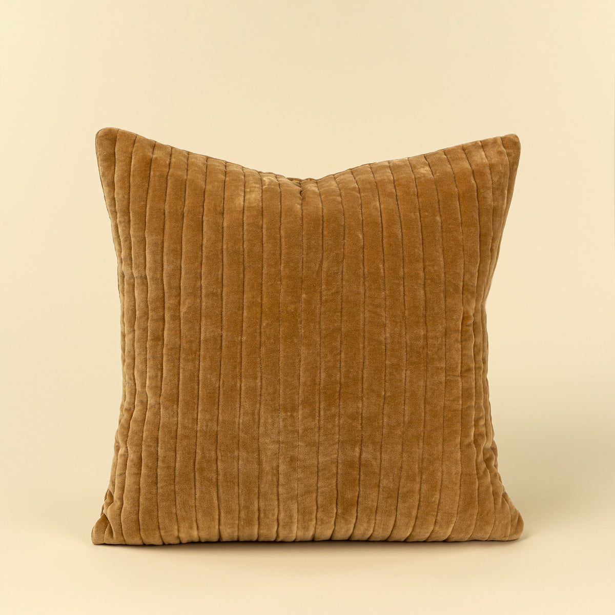 Velvet Stripe Pillow in gold velvet on a white background - PABOOM