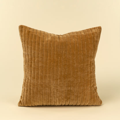 Velvet Stripe Pillow in gold velvet on a white background - PABOOM
