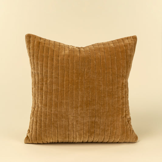 Velvet Stripe Pillow in gold velvet on a white background - PABOOM