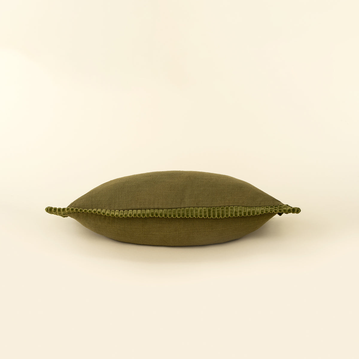 Corded Velvet Edge Pillow - Moss