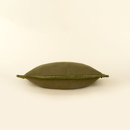 Corded Velvet Edge Pillow - Moss