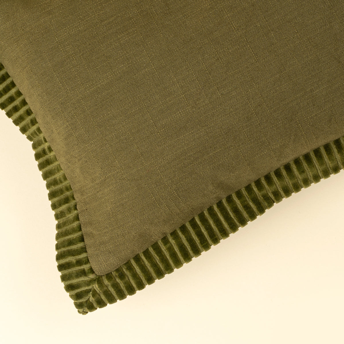 Corded Velvet Edge Pillow - Moss