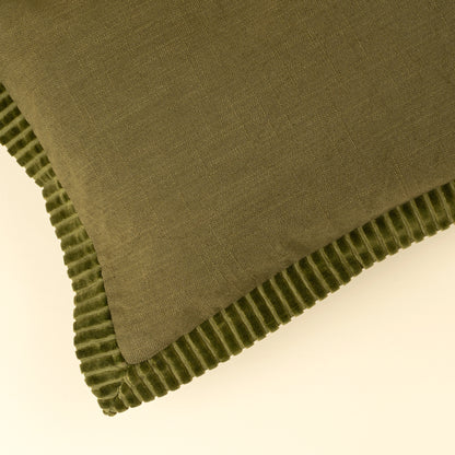 Corded Velvet Edge Pillow - Moss