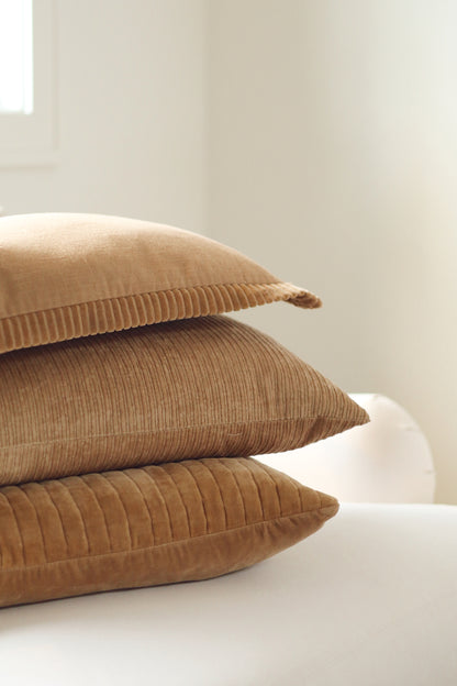 Corded Velvet Edge Pillow - Gold