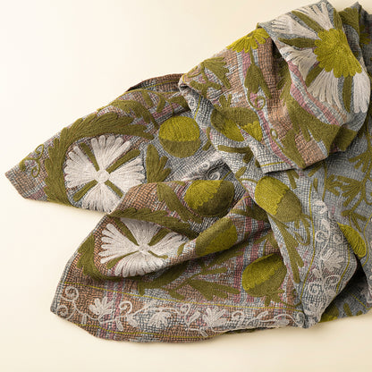 Vintage Embroidered Kantha - Blues