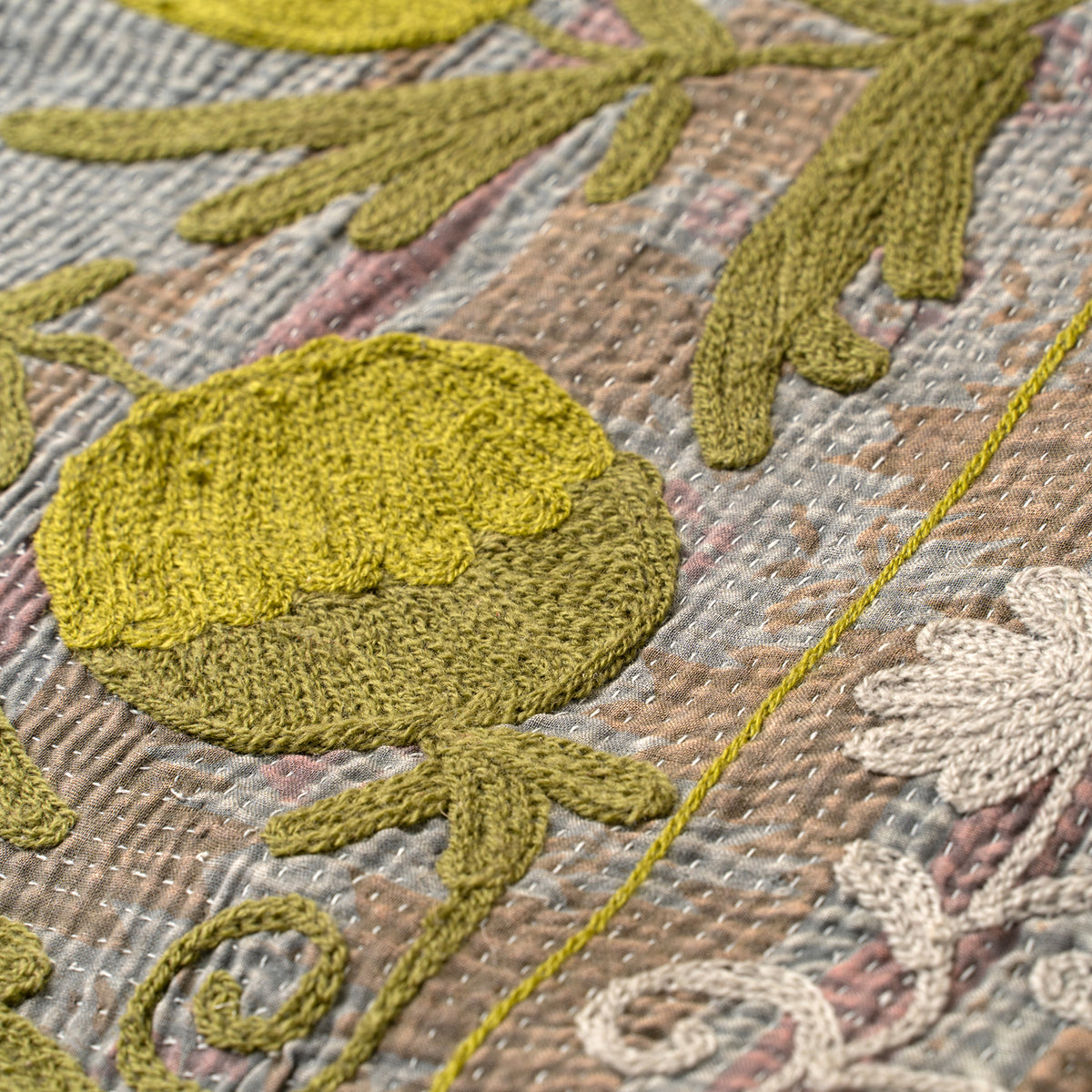 Vintage Embroidered Kantha - Blues