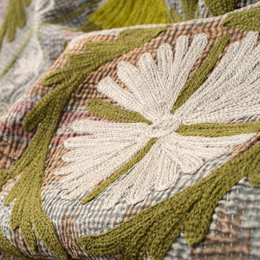 Vintage Embroidered Kantha - Blues