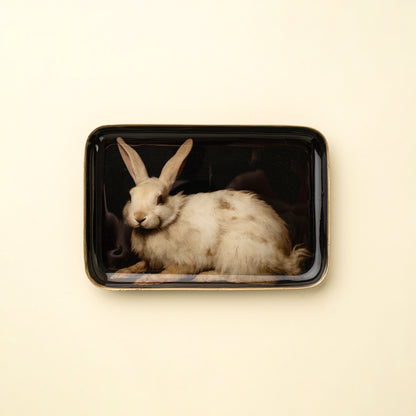 White Hare Decorative Enameled Tray S