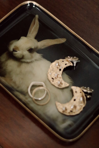 White Hare Decorative Enameled Tray S