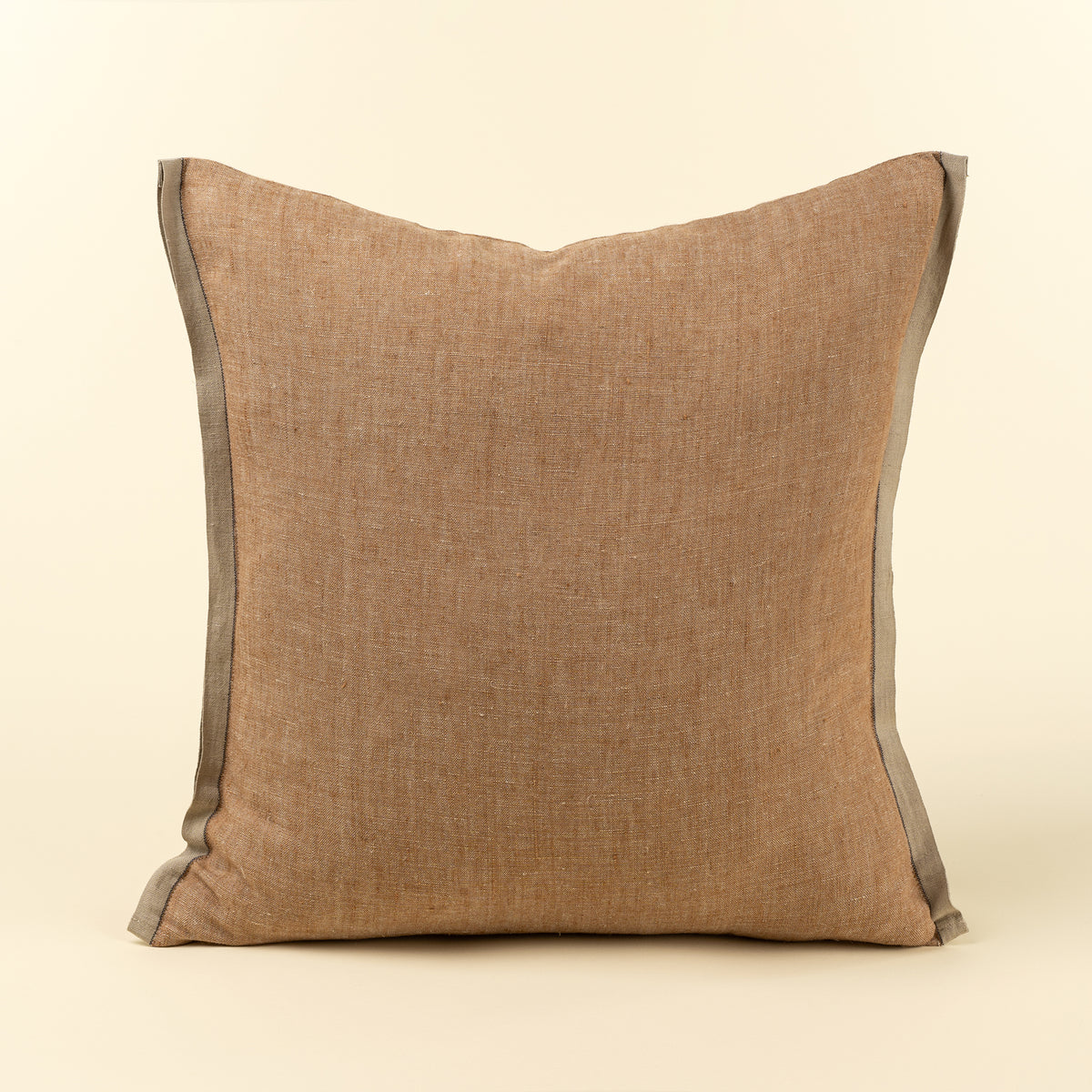 Horizon Linen Pillow in warm brown and gold tones on a white background - PABOOM