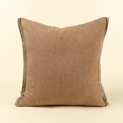 Horizon Linen Pillow in warm brown and gold tones on a white background - PABOOM