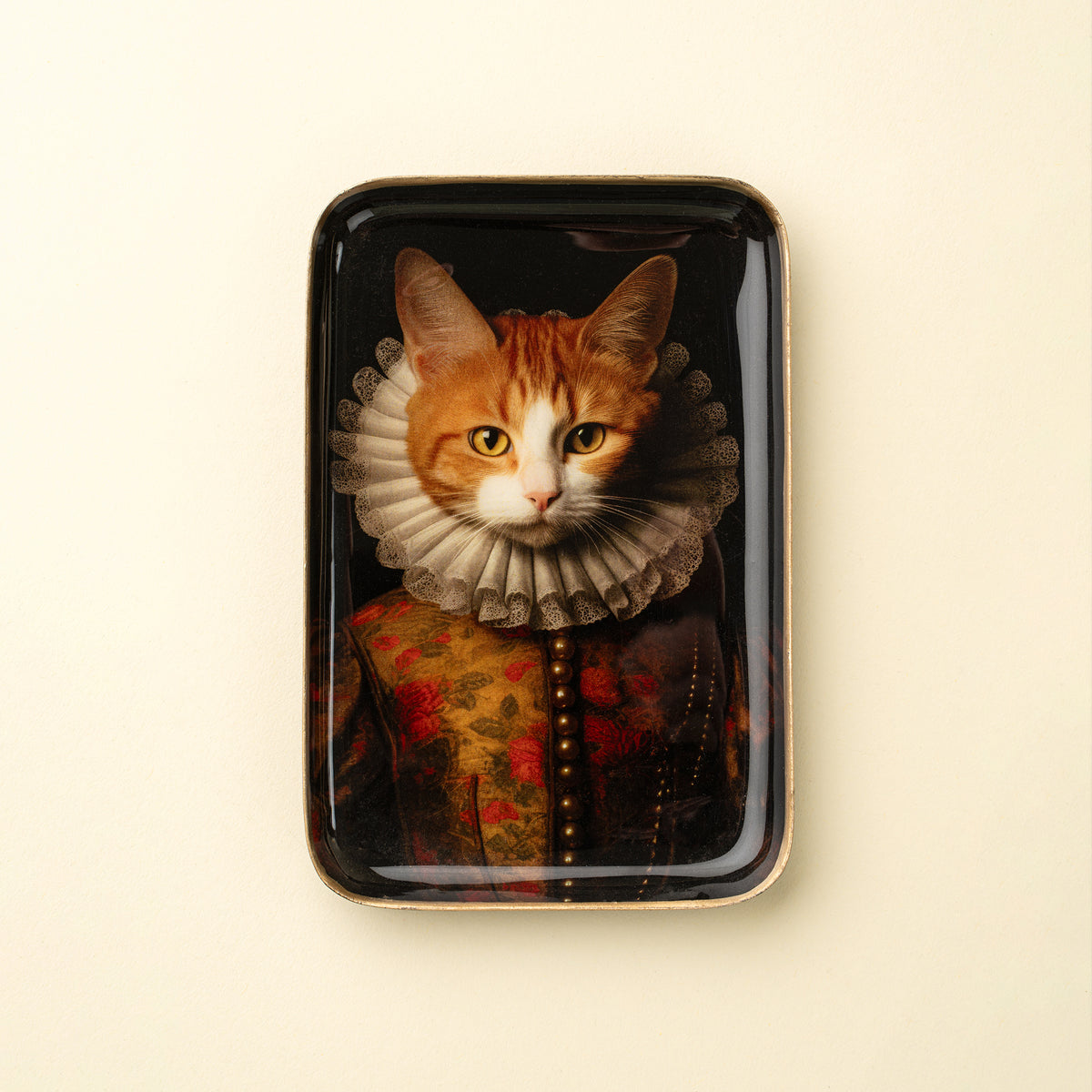 Aristocat Decorative Enameled Tray in black and olive on a white background - PABOOM