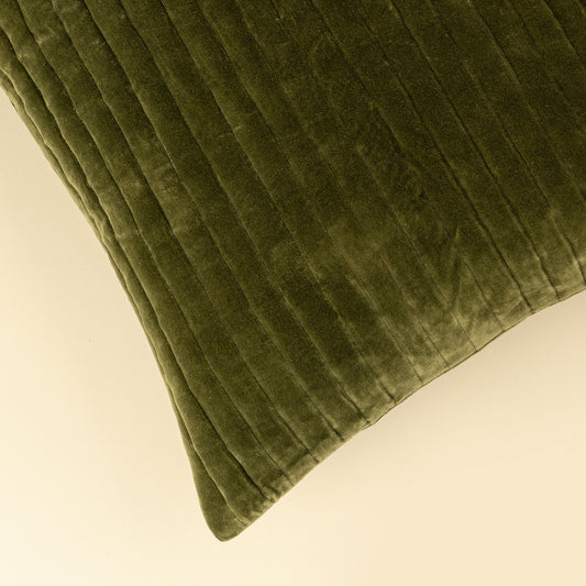 Velvet Stripe Pillow - Moss