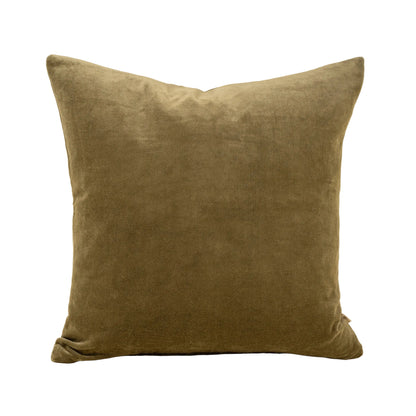 Vera Luxe Velvet Pillow in olive velvet, 20x20, on a white background - PABOOM