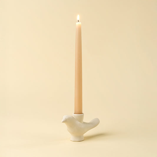 Wren Candle Holder in Ivory shown from the side