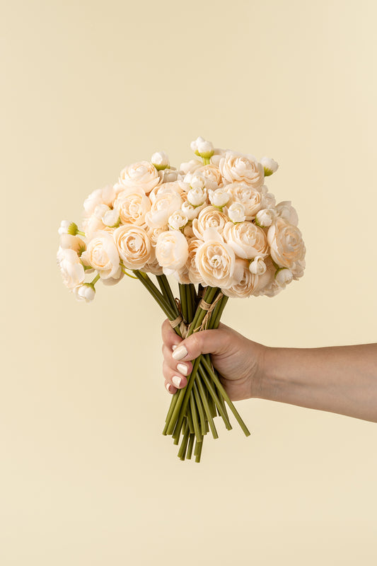 Ranunculus Bouquet in Cream styled in a vase