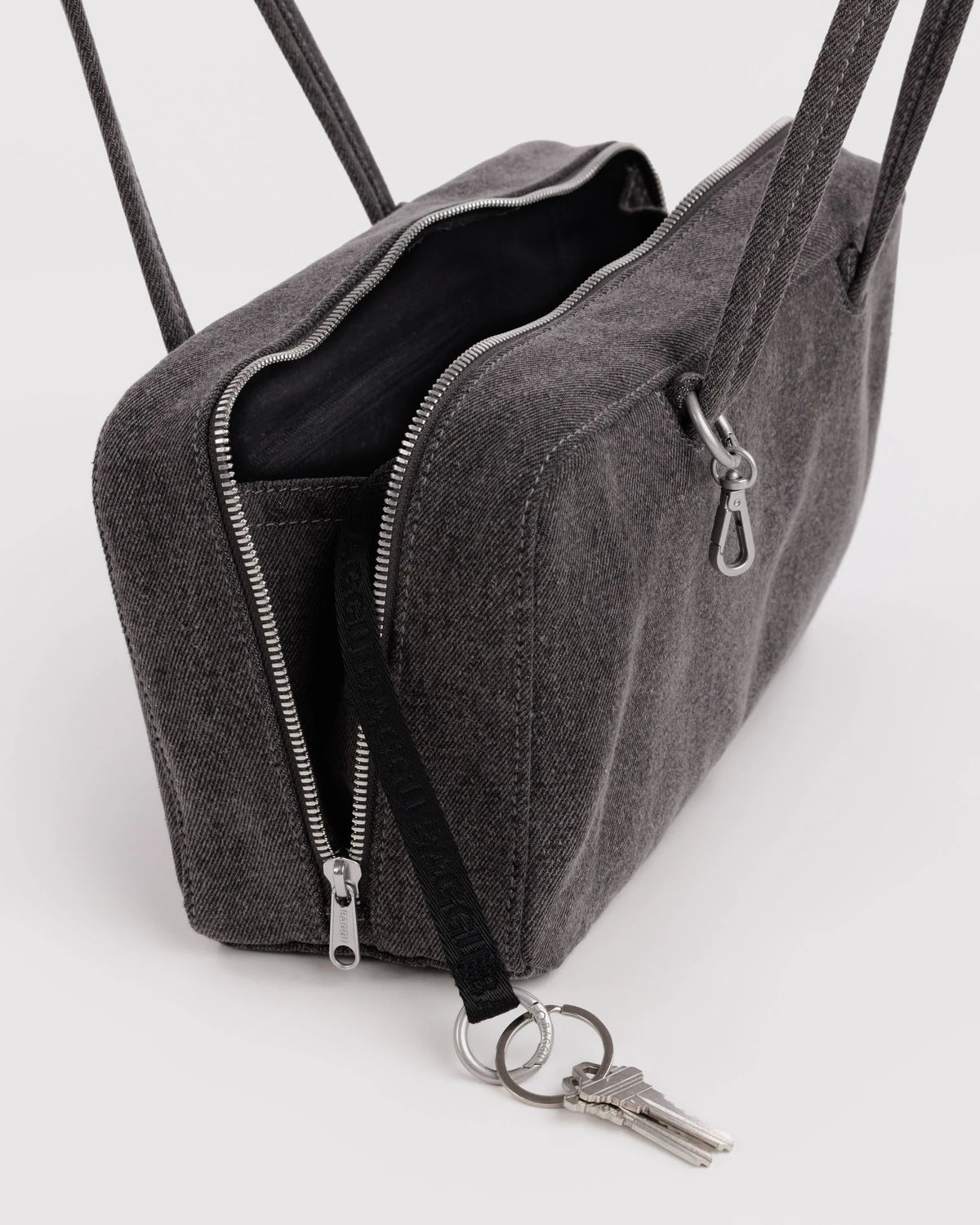 BAGGU Cotton Denim Bowler Bag - Washed Black Denim