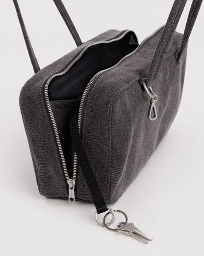 BAGGU Cotton Denim Bowler Bag - Washed Black Denim