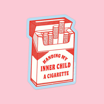 Inner Child Cigarette matte vinyl sticker - additional angle - PABOOM