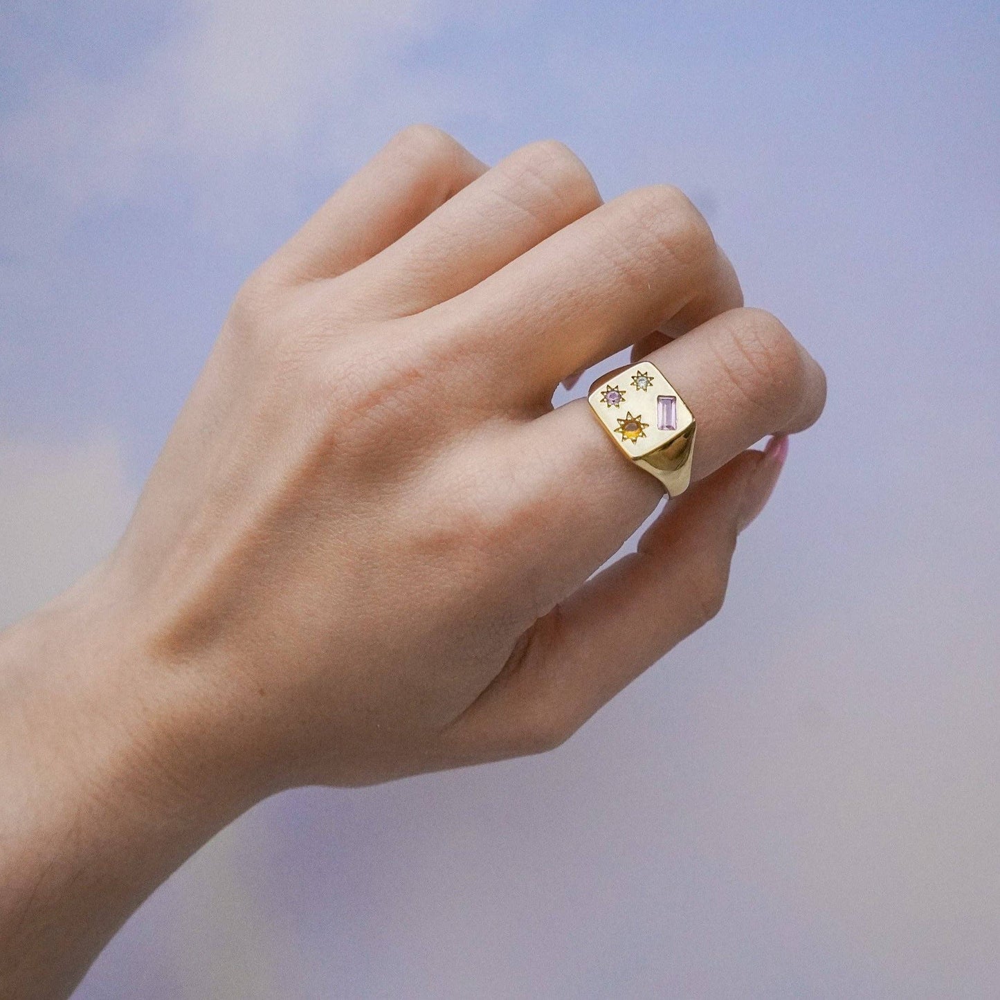 Kaleidoscope Disco Signet Ring - Silver