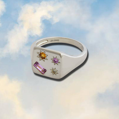 Kaleidoscope Disco Signet Ring - Silver