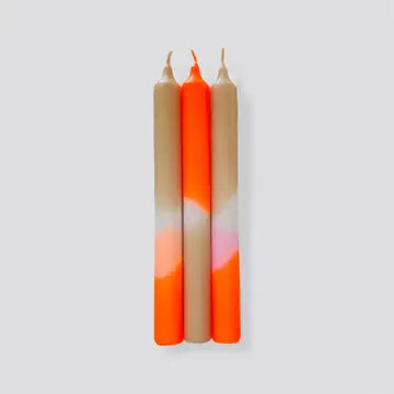 Papaya Sand Dip Dye Neon Candles