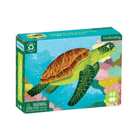 Green Sea Turtle mini puzzle completed with fun facts insert - PABOOM