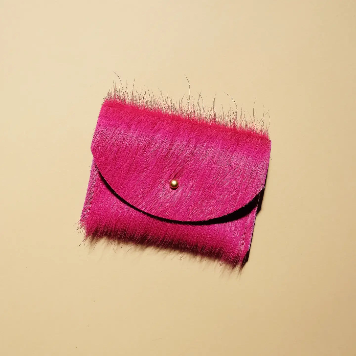 Fuchsia Hair on Hide Cardholder