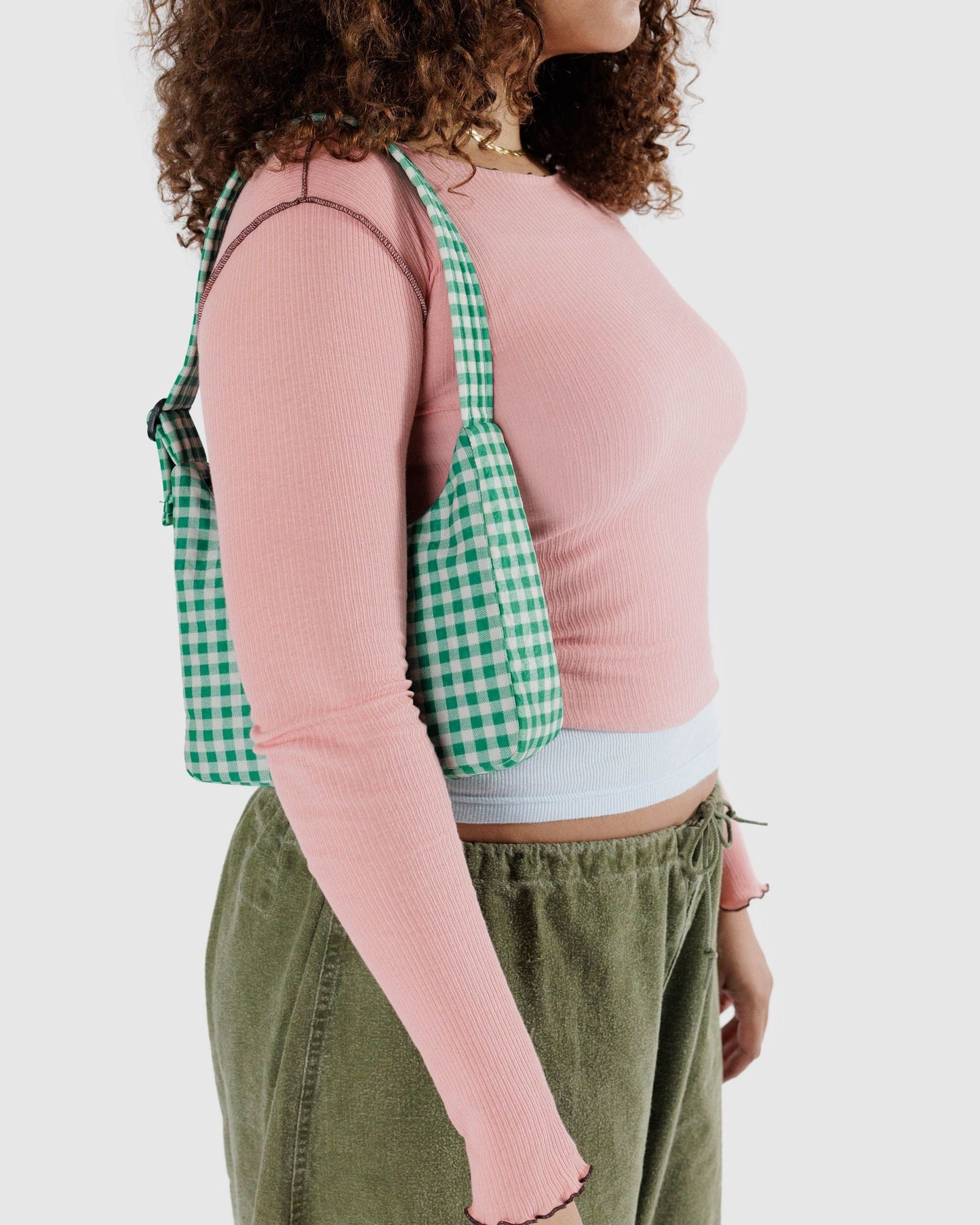 Baggu Mini Shoulder Bag Green Gingham