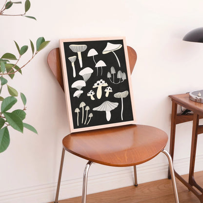 Black And White Mushroom Print