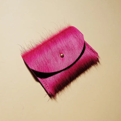 Fuchsia Hair on Hide Cardholder