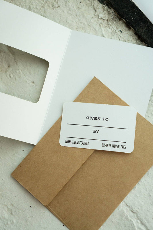 License to Vent card, novelty card punched out