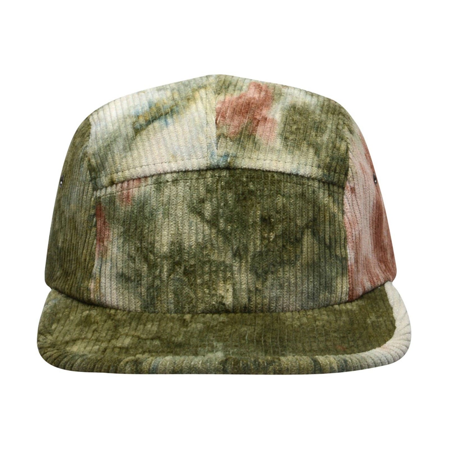 Corduroy Solid & Tie Dye 5 Panel Hat Camp Cap - Green Brown