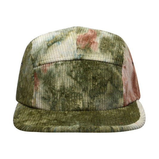 Corduroy Solid & Tie Dye 5 Panel Hat Camp Cap - Green Brown