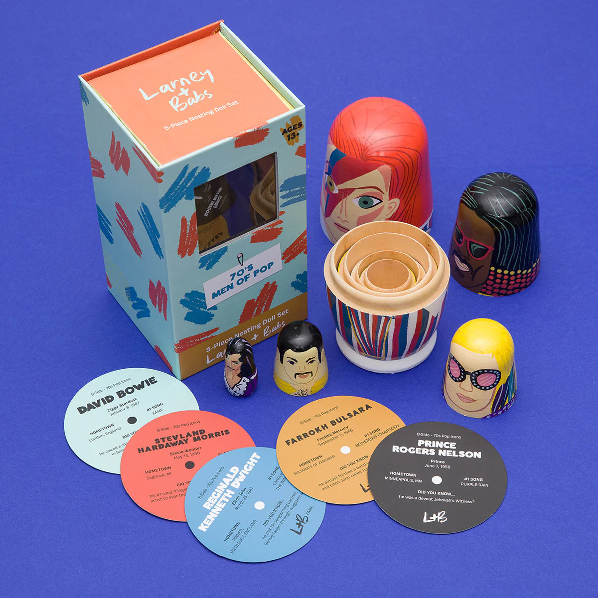 Men of 70s Pop Wooden Nesting Doll Set