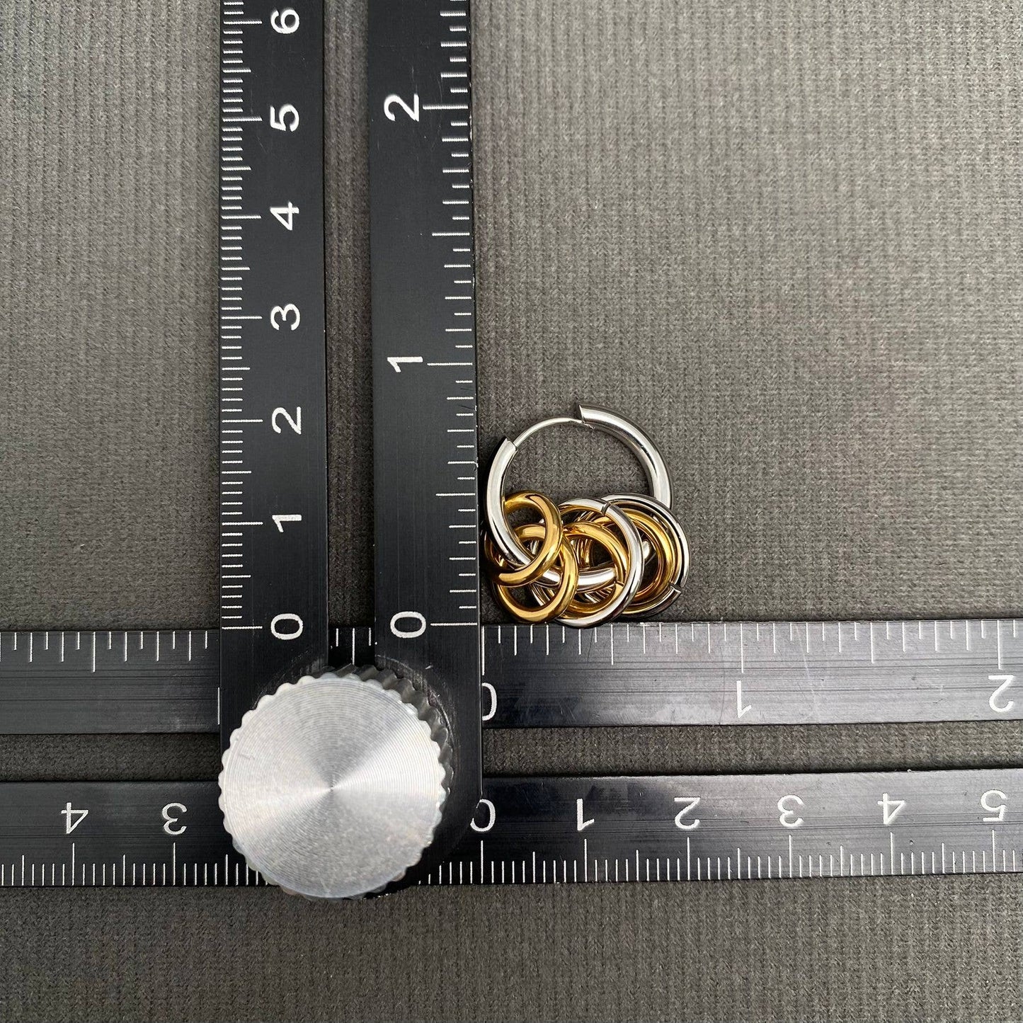 Two Tone Ring Huggie Earrings