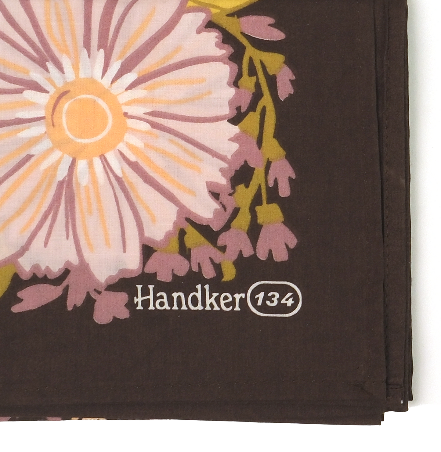Close-up of the Violet Bandana's mushroom and moth-wing print detail