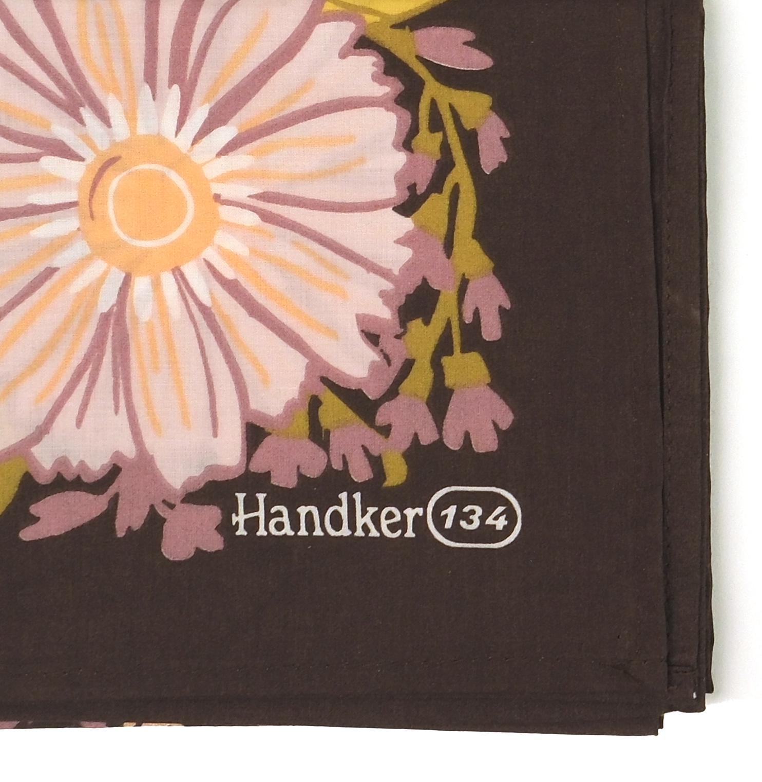 Close-up of the Violet Bandana's mushroom and moth-wing print detail