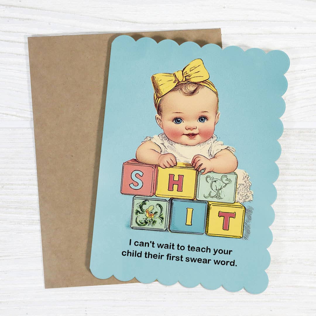 Teach Your Child Their First Swear Word card shown from another angle