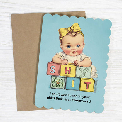 Teach Your Child Their First Swear Word card shown from another angle
