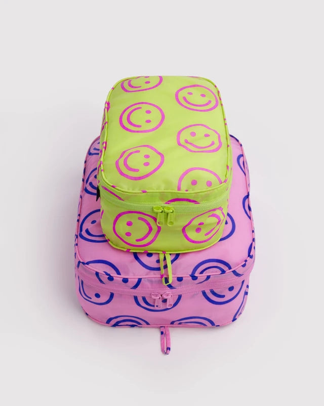 BAGGU Packing Cube Set in Bright Happy Mix print, set of two zip pouches - PABOOM