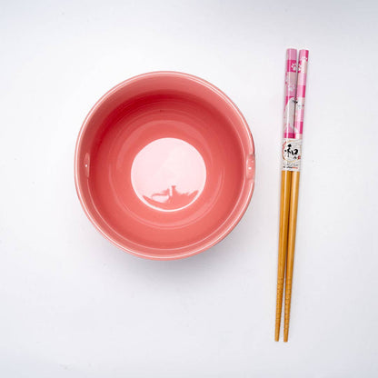 Donburi Bowl With Chopsticks Set Neko Friends Pink