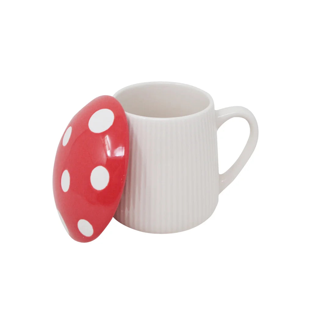 Mushroom Mug with Red Lid