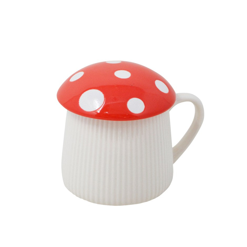 Mushroom Mug with Red Lid