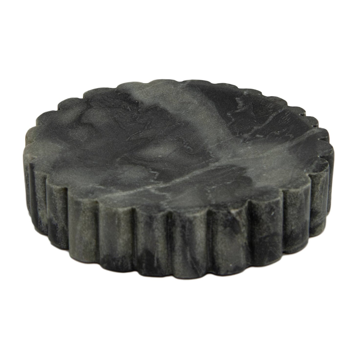 Elora Grey Marble Soap Dish Ribbed Edge