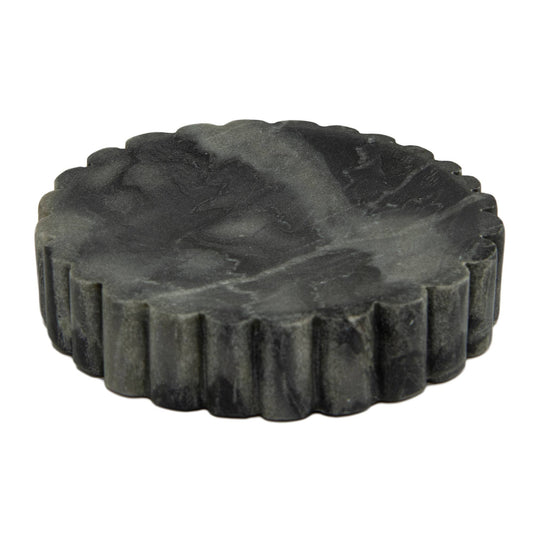 Elora Grey Marble Soap Dish Ribbed Edge