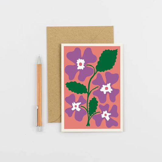 Studio Wald - UK Made - All Occasions Greetings Card- Plants- Pansy