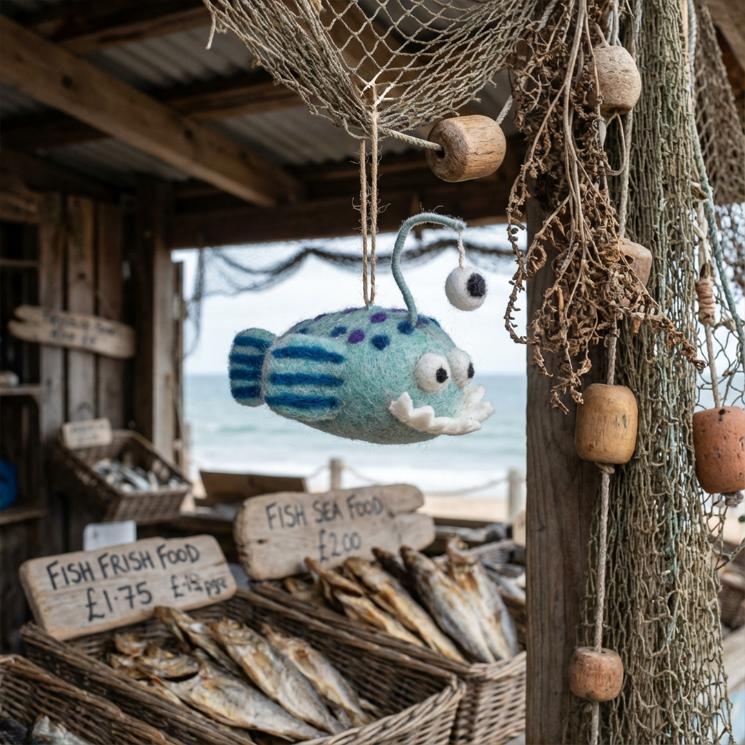 Handmade Felt Finnigan the Fish Hanging Decoration