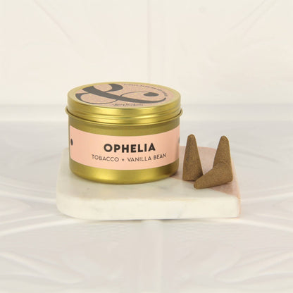 Charleston & Harlow Yours Ophelia incense tin lid detail