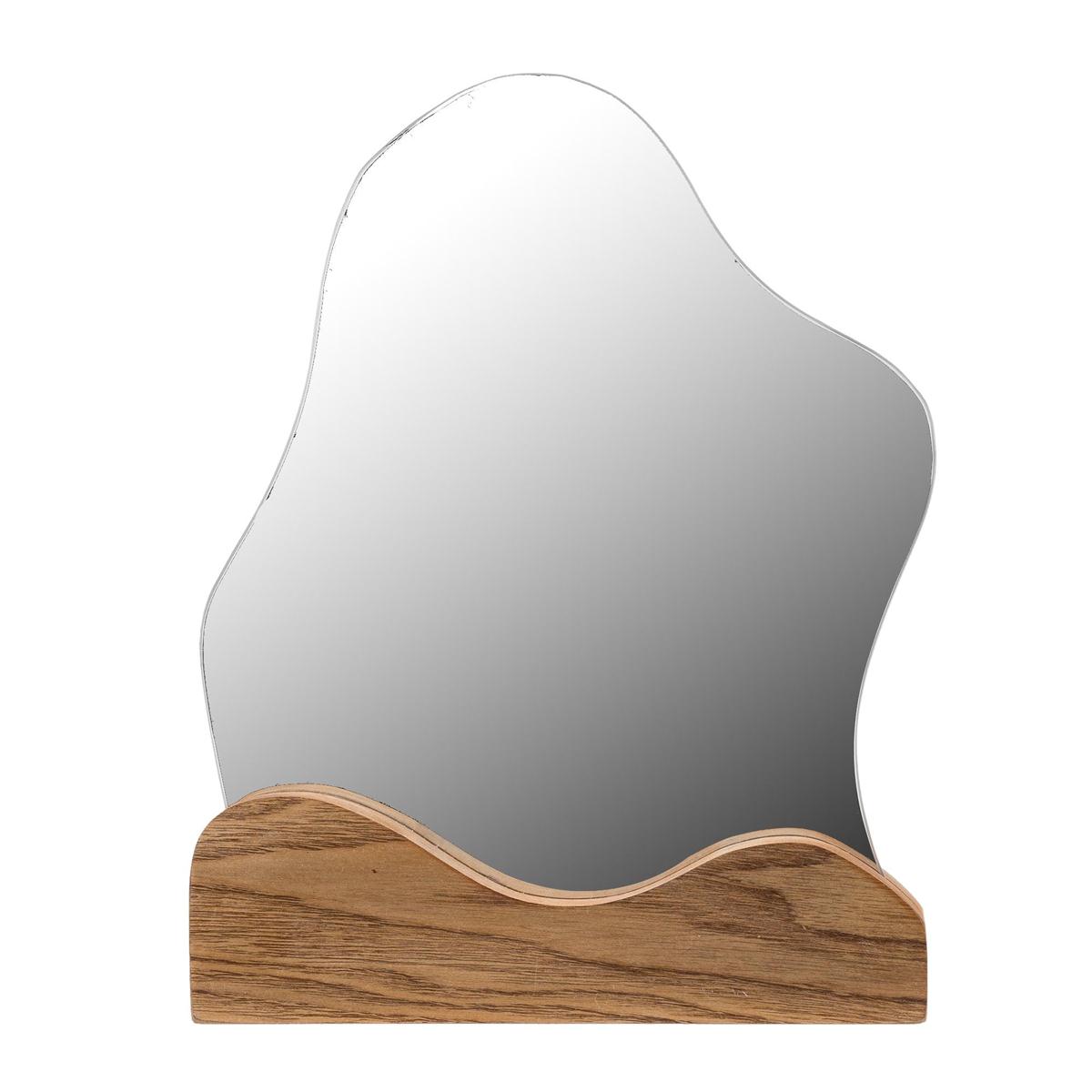 Cloud Mirror with Wood Base